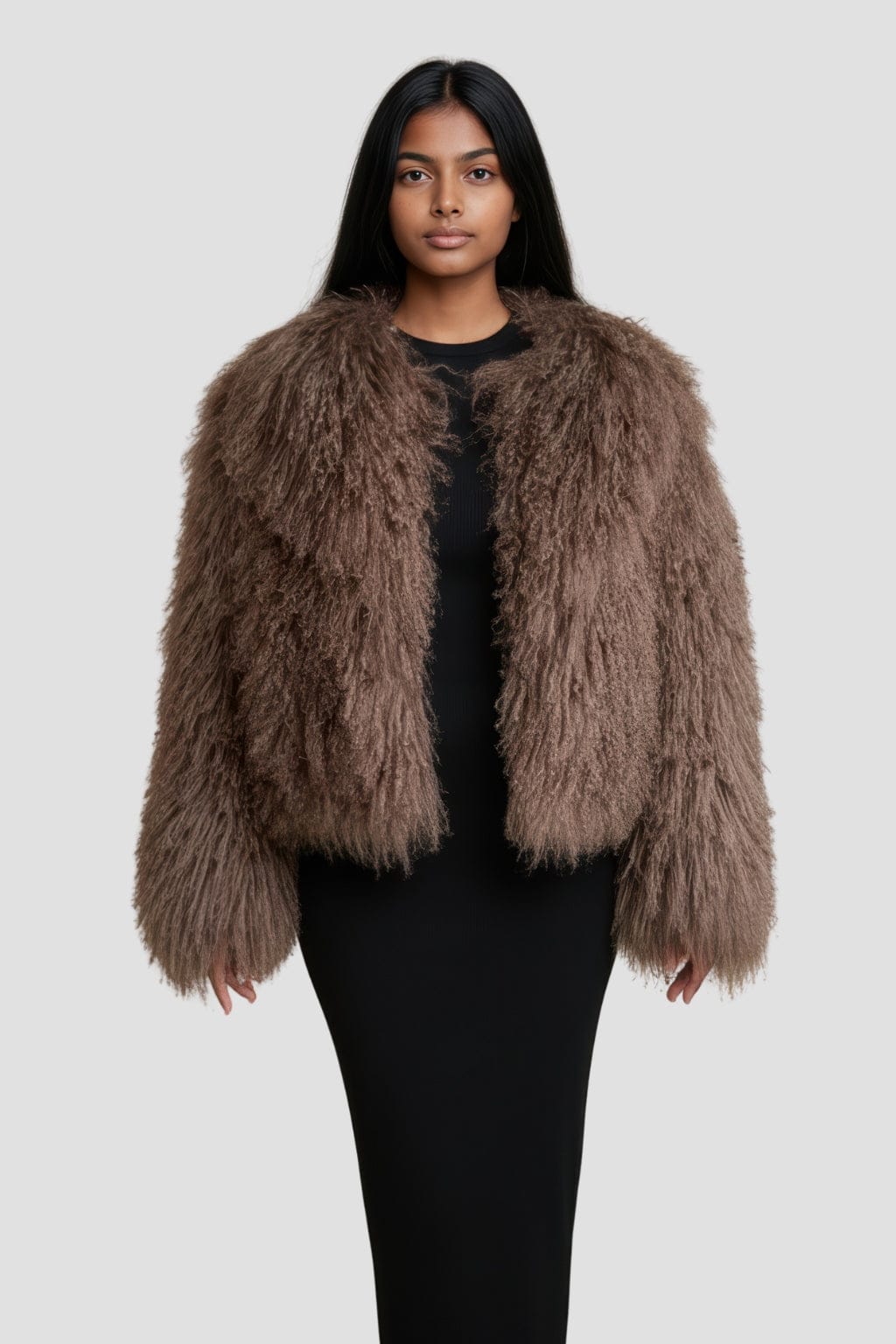 Manteau fourrure mouton brun Héritage fourrure