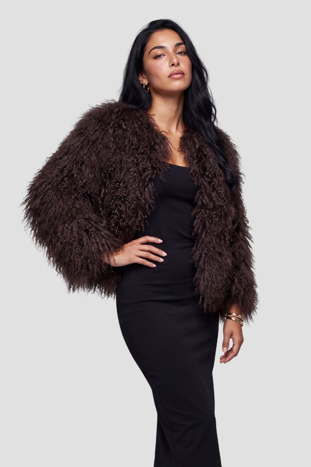Manteau fourrure mouton brun Héritage fourrure