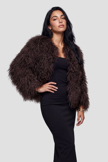 Manteau fourrure mouton brun Héritage fourrure