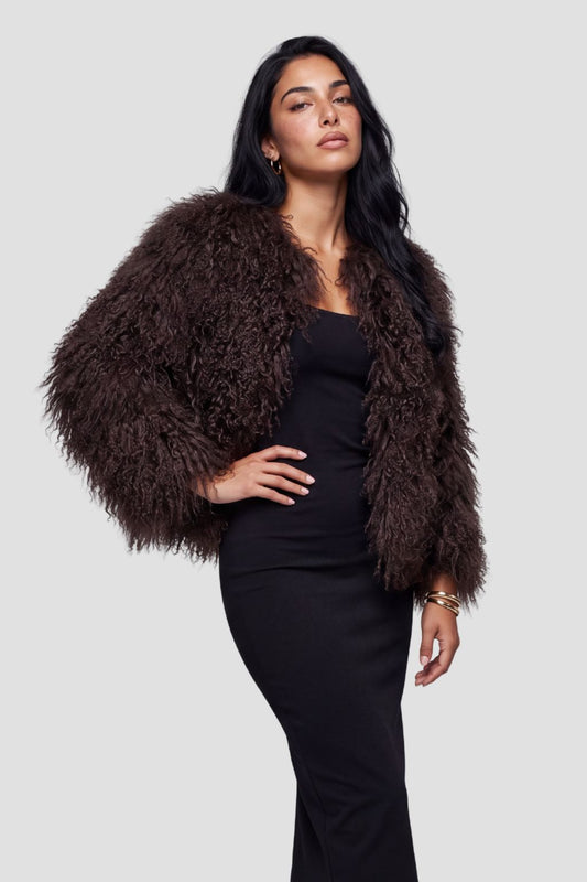 Manteau fourrure mouton brun Héritage fourrure