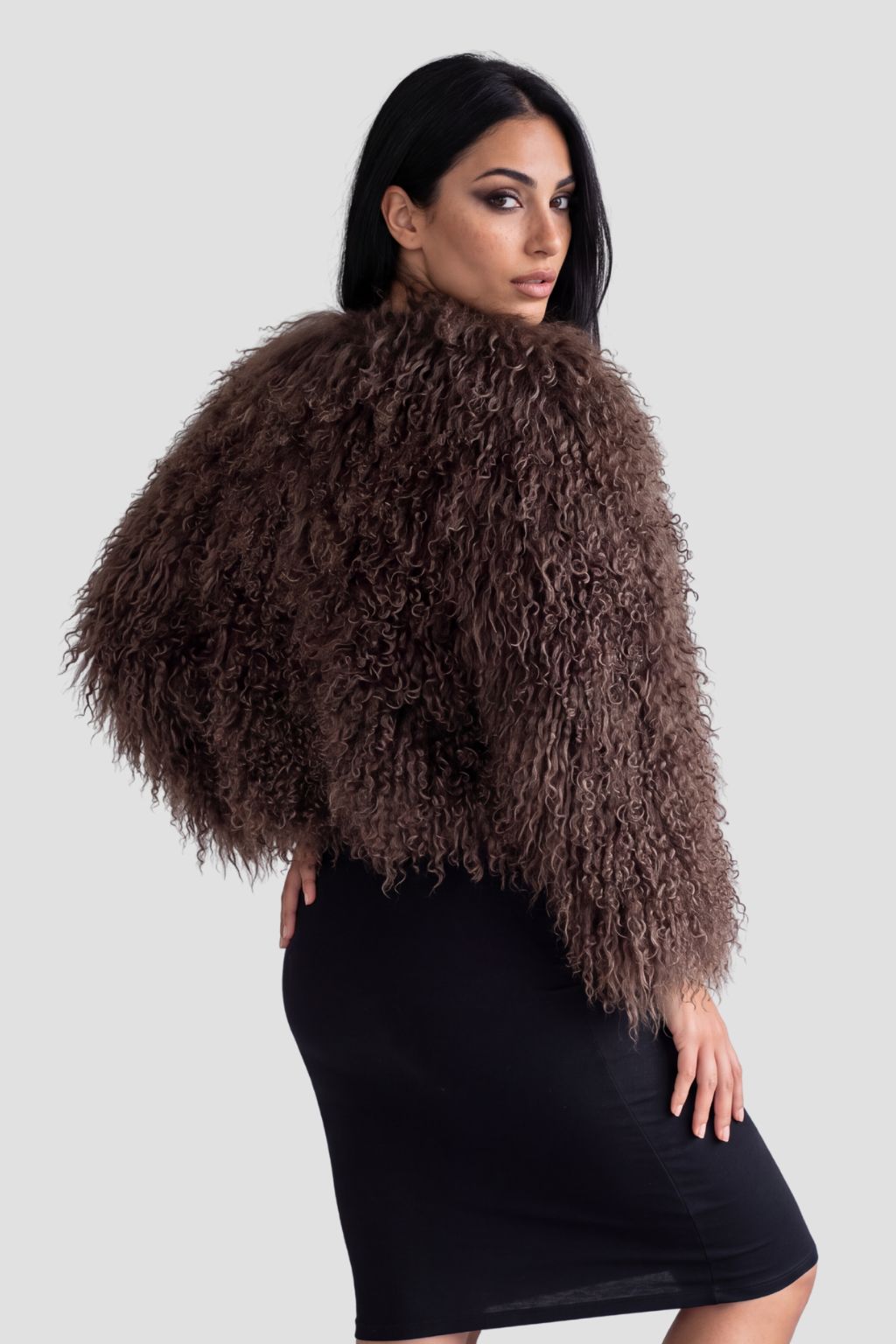 Manteau fourrure mouton brun Héritage fourrure