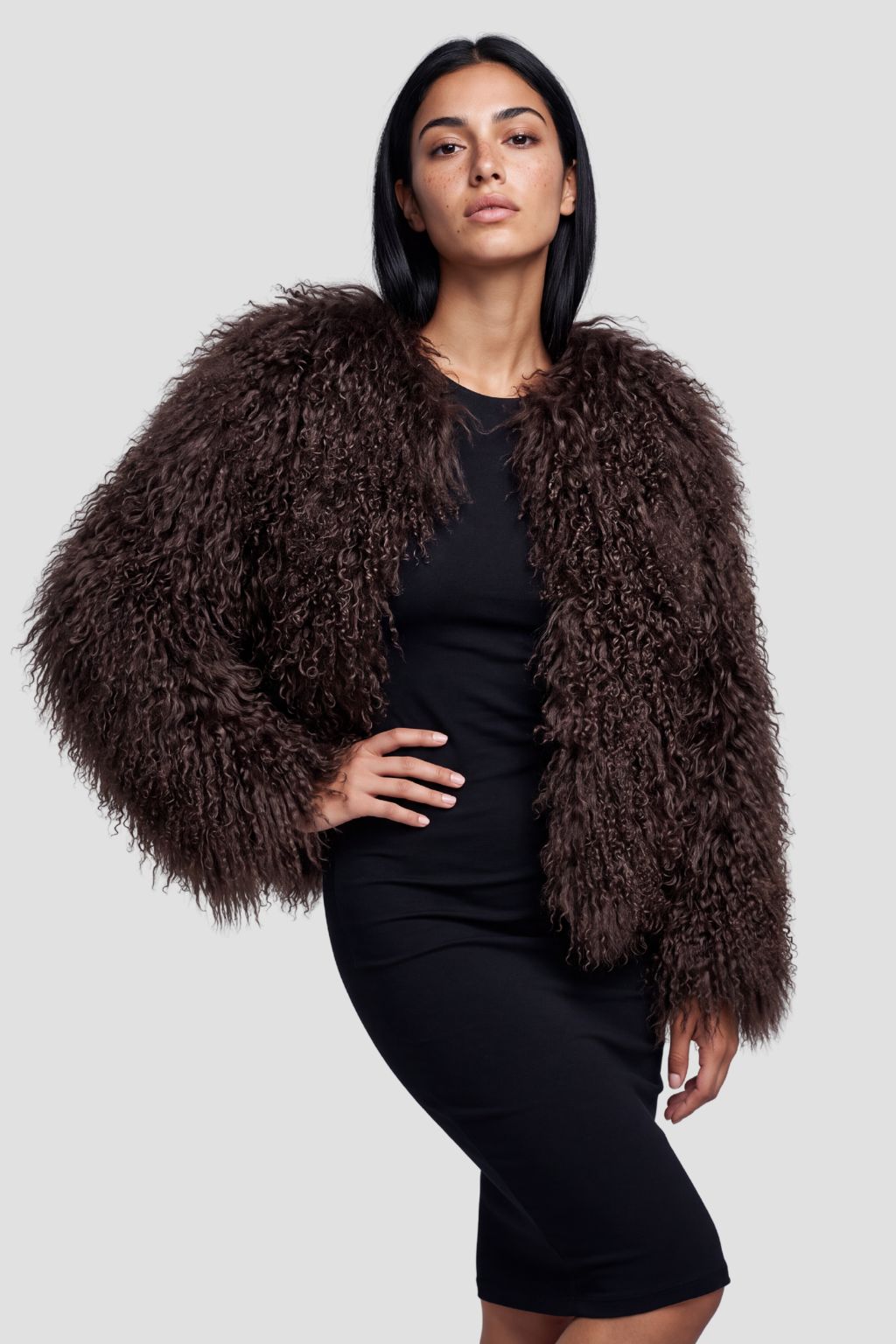 Manteau fourrure mouton brun Héritage fourrure
