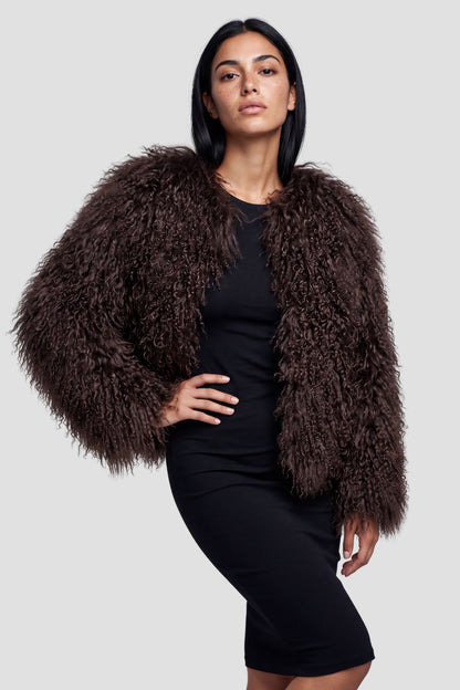 Manteau fourrure mouton brun Héritage fourrure