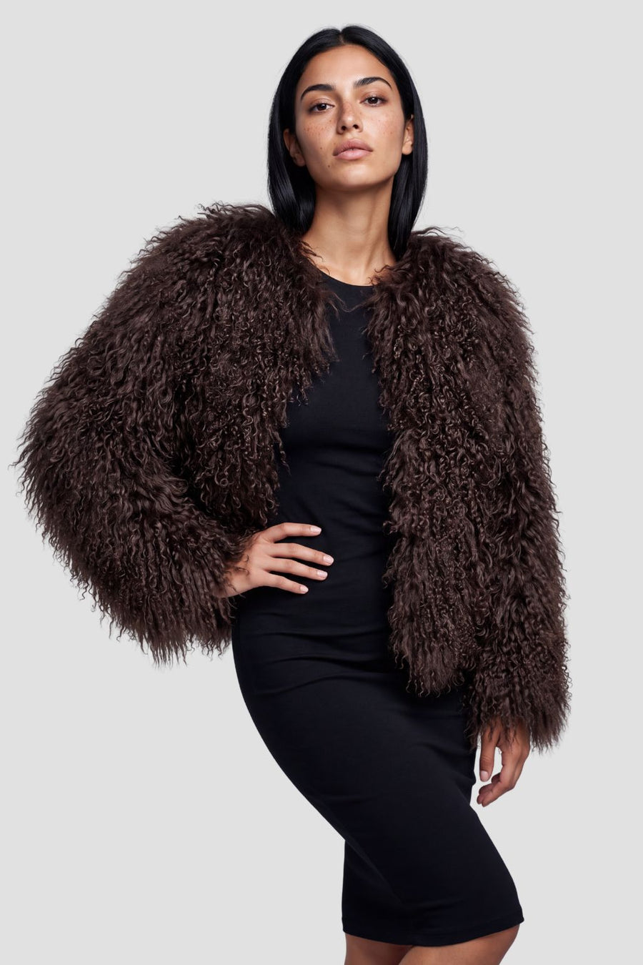 Manteau fourrure mouton brun Héritage fourrure