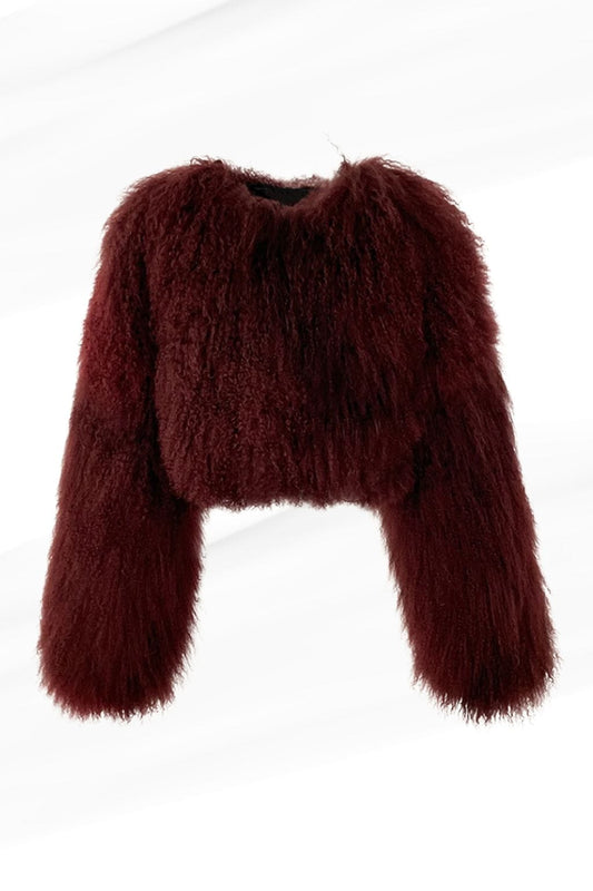 Manteau fourrure mouton rouge Héritage fourrure