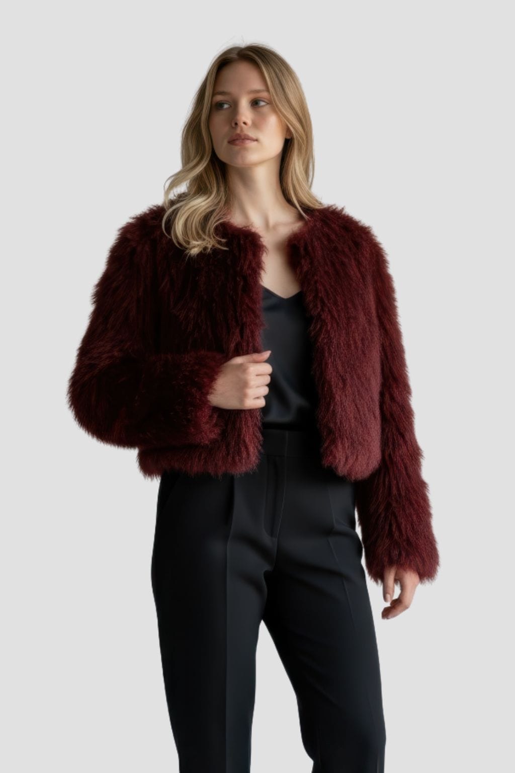 Manteau fourrure mouton rouge Héritage fourrure