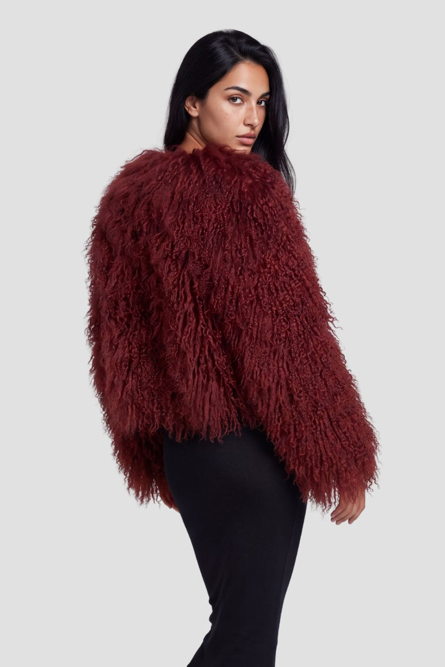 Manteau fourrure mouton rouge Héritage fourrure
