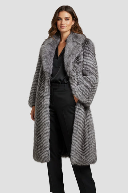 Manteau large en fourrure anthracite Héritage fourrure