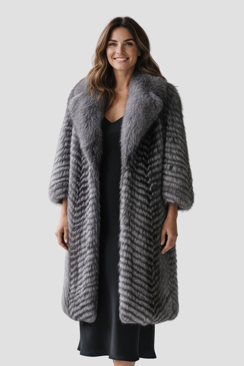 Manteau large en fourrure anthracite Héritage fourrure