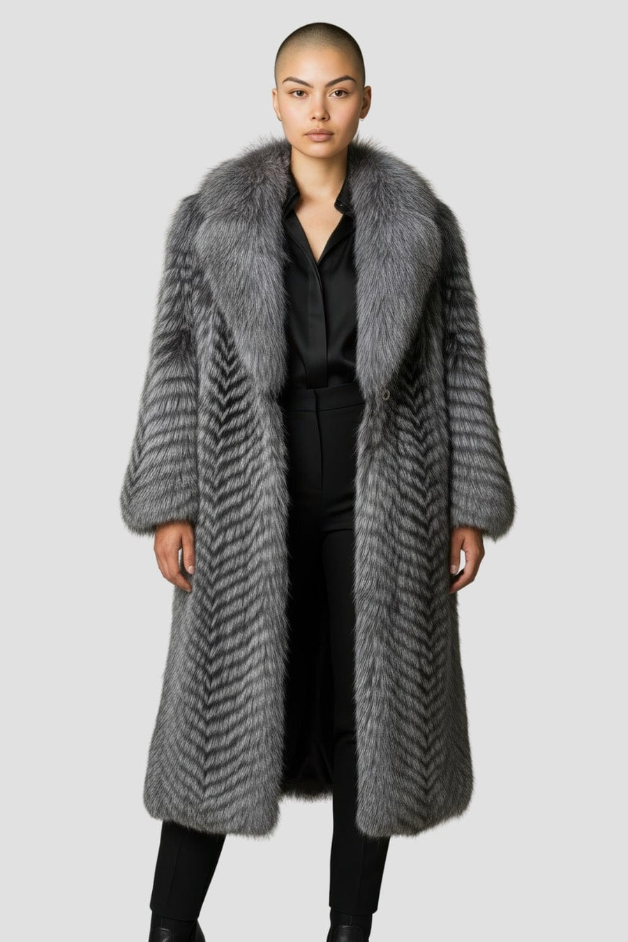 Manteau large en fourrure anthracite Héritage fourrure