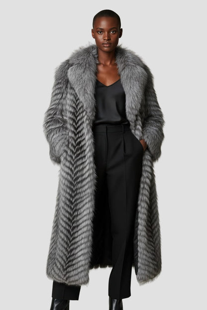 Manteau large en fourrure anthracite Héritage fourrure