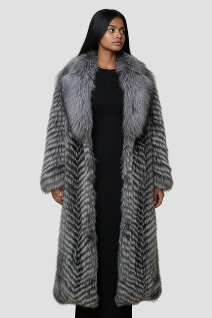 Manteau large en fourrure anthracite Héritage fourrure