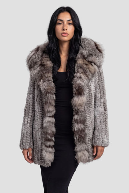 Manteau large en fourrure anthracite Héritage fourrure