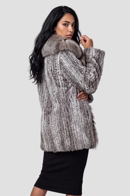 Manteau large en fourrure anthracite Héritage fourrure
