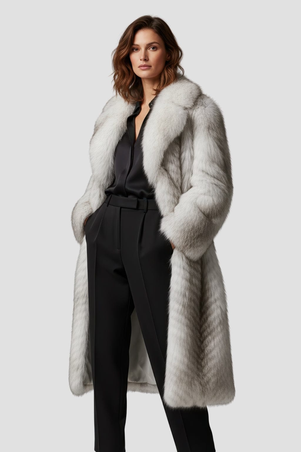 Manteau large en fourrure blanc Héritage fourrure