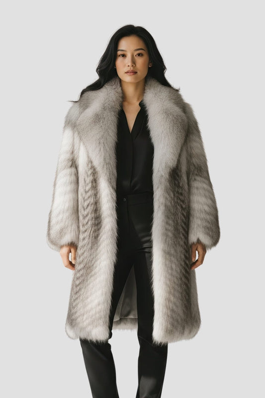 Manteau large en fourrure blanc Héritage fourrure
