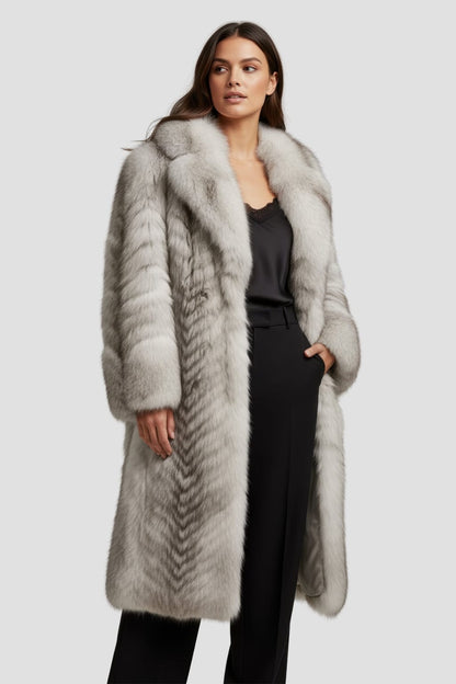 Manteau large en fourrure blanc Héritage fourrure