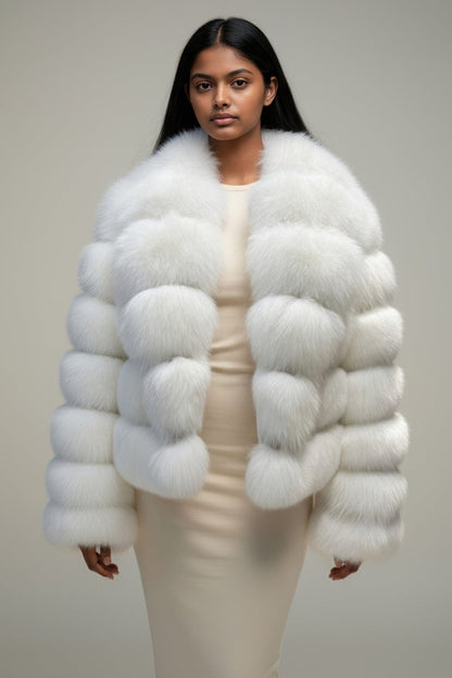 Manteau large en fourrure blanc Héritage fourrure