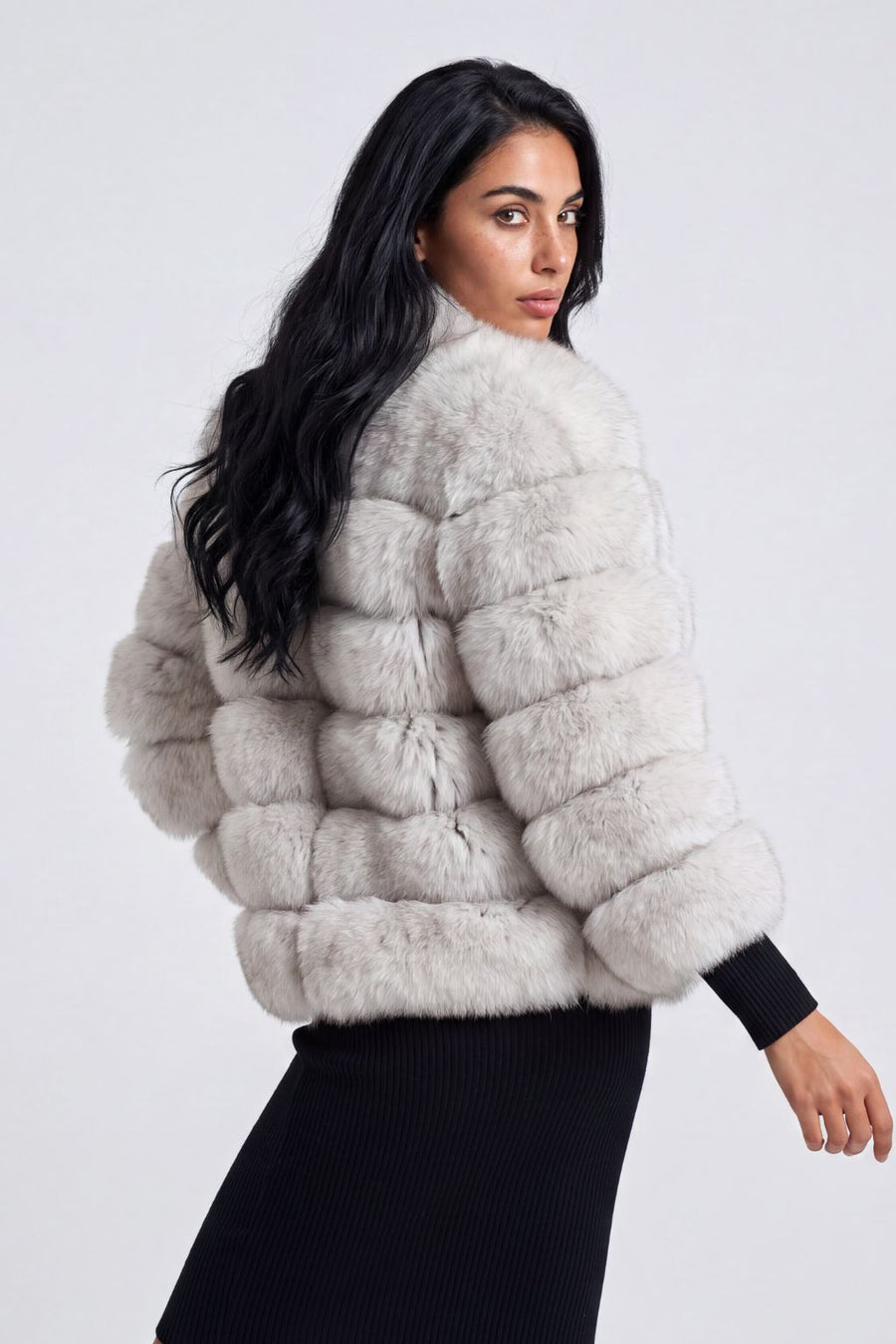 Manteau large en fourrure blanc Héritage fourrure