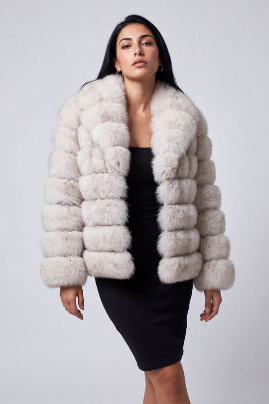 Manteau large en fourrure blanc Héritage fourrure