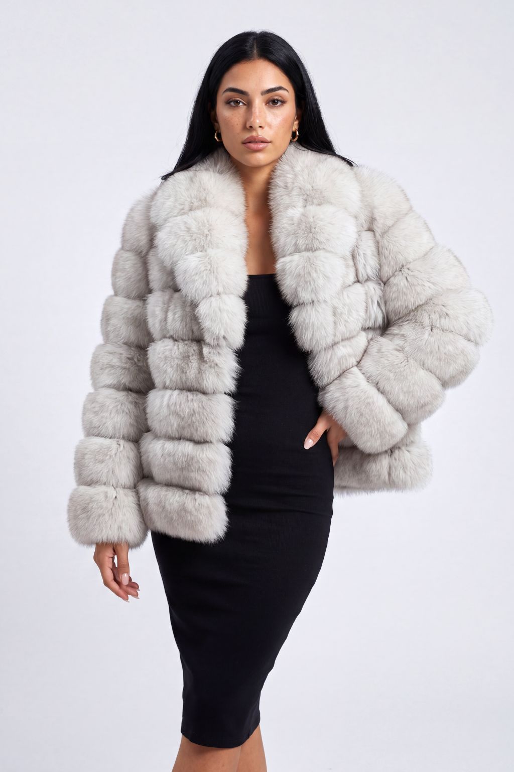 Manteau large en fourrure blanc Héritage fourrure