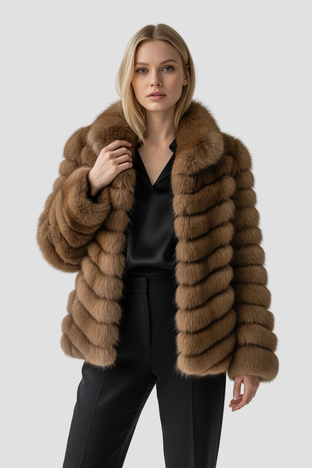 Manteau large en fourrure brun Héritage fourrure