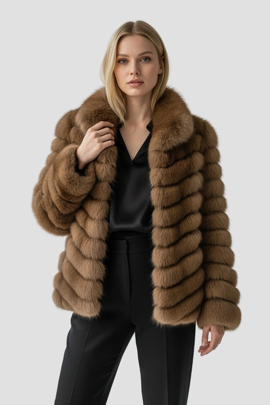 Manteau large en fourrure brun Héritage fourrure