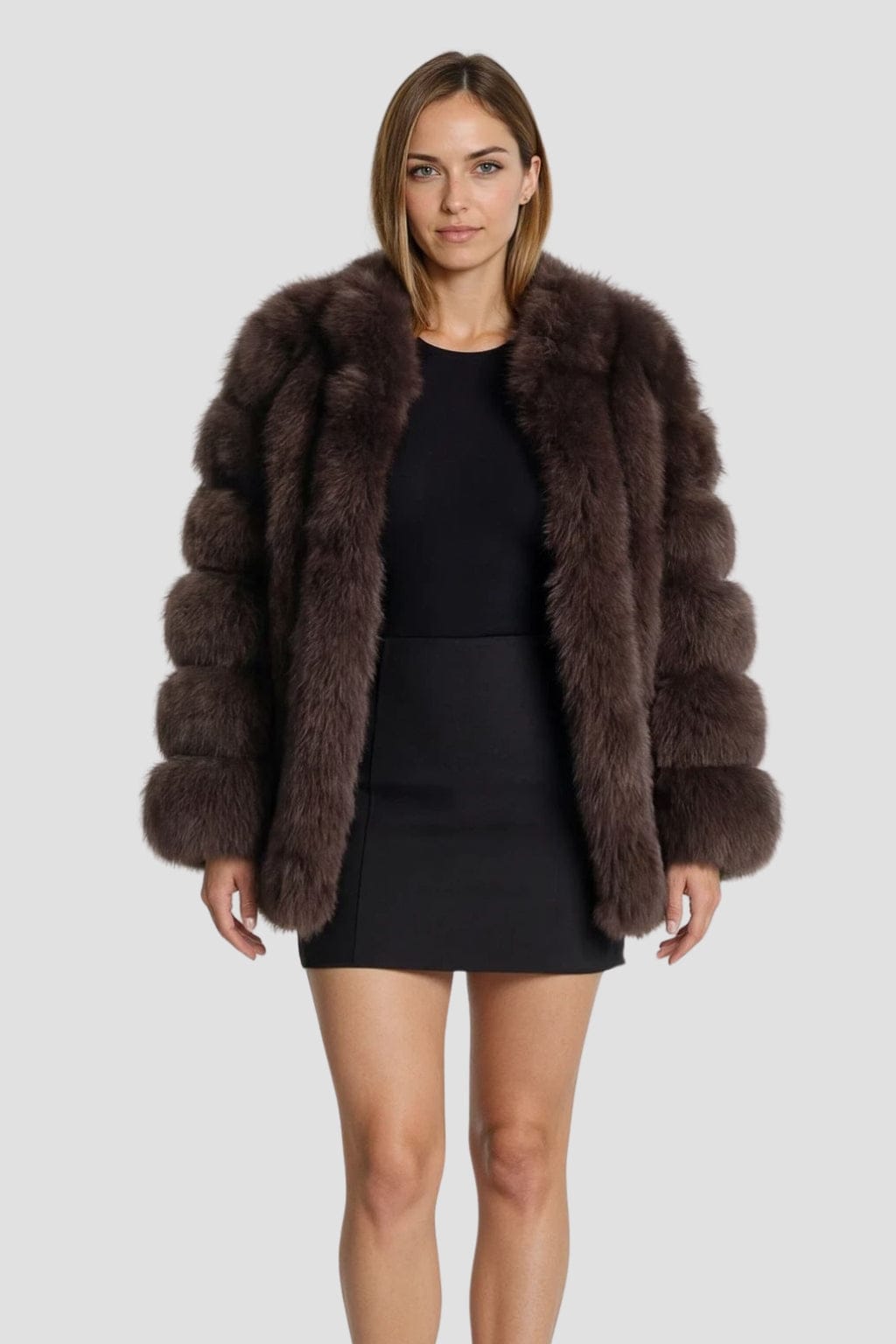 Manteau large en fourrure brun Héritage fourrure