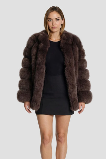 Manteau large en fourrure brun Héritage fourrure