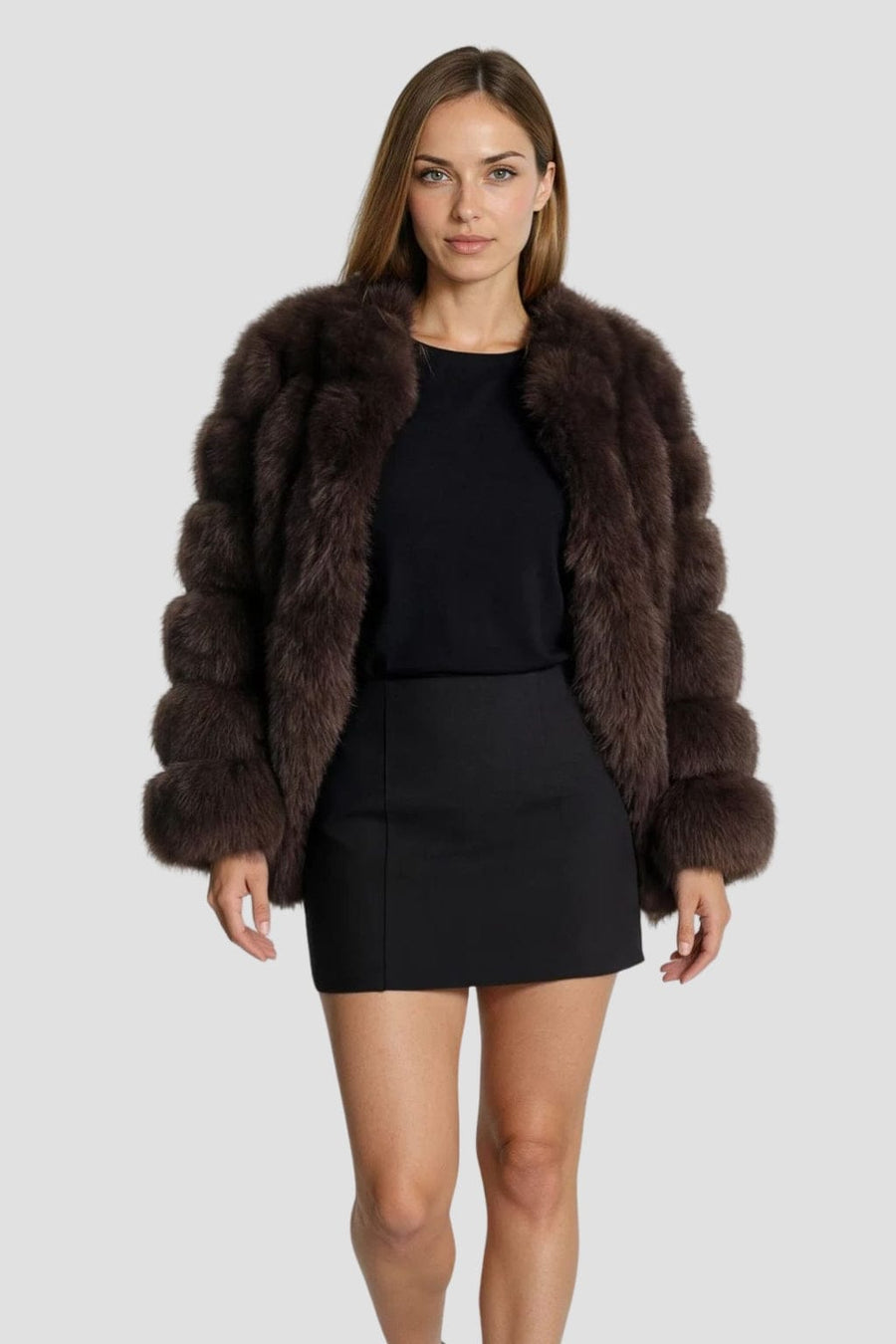 Manteau large en fourrure brun Héritage fourrure