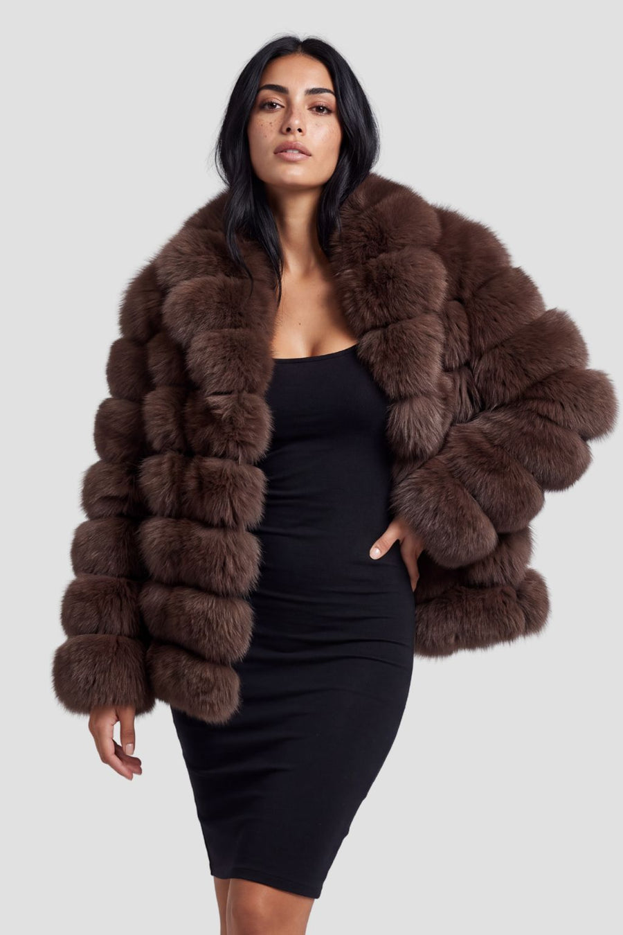 Manteau large en fourrure brun Héritage fourrure