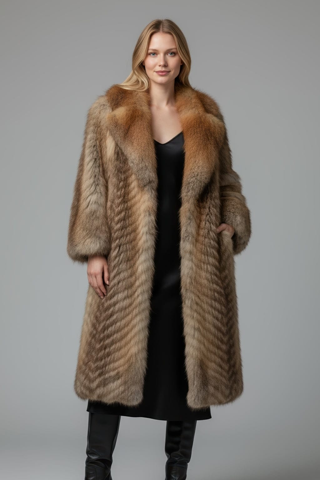 Manteau large en fourrure marron Héritage fourrure