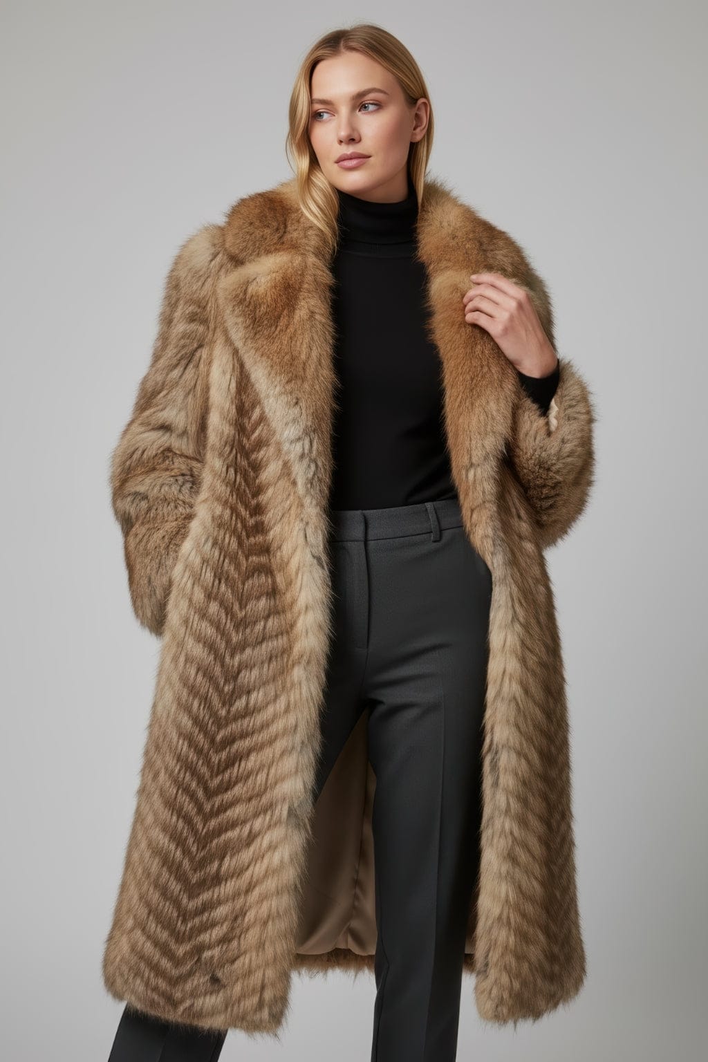 Manteau large en fourrure marron Héritage fourrure