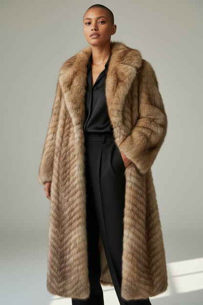 Manteau large en fourrure marron Héritage fourrure