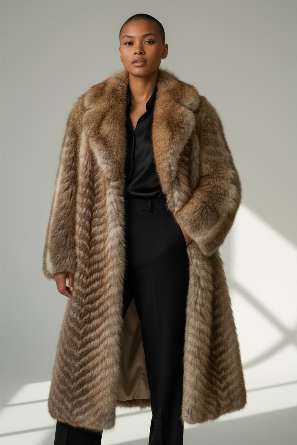 Manteau large en fourrure marron Héritage fourrure