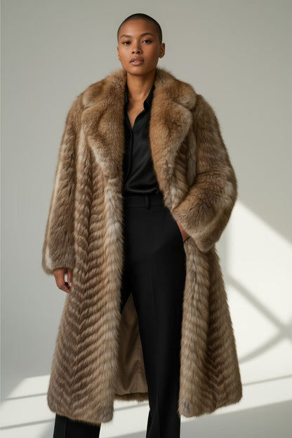 Manteau large en fourrure marron Héritage fourrure