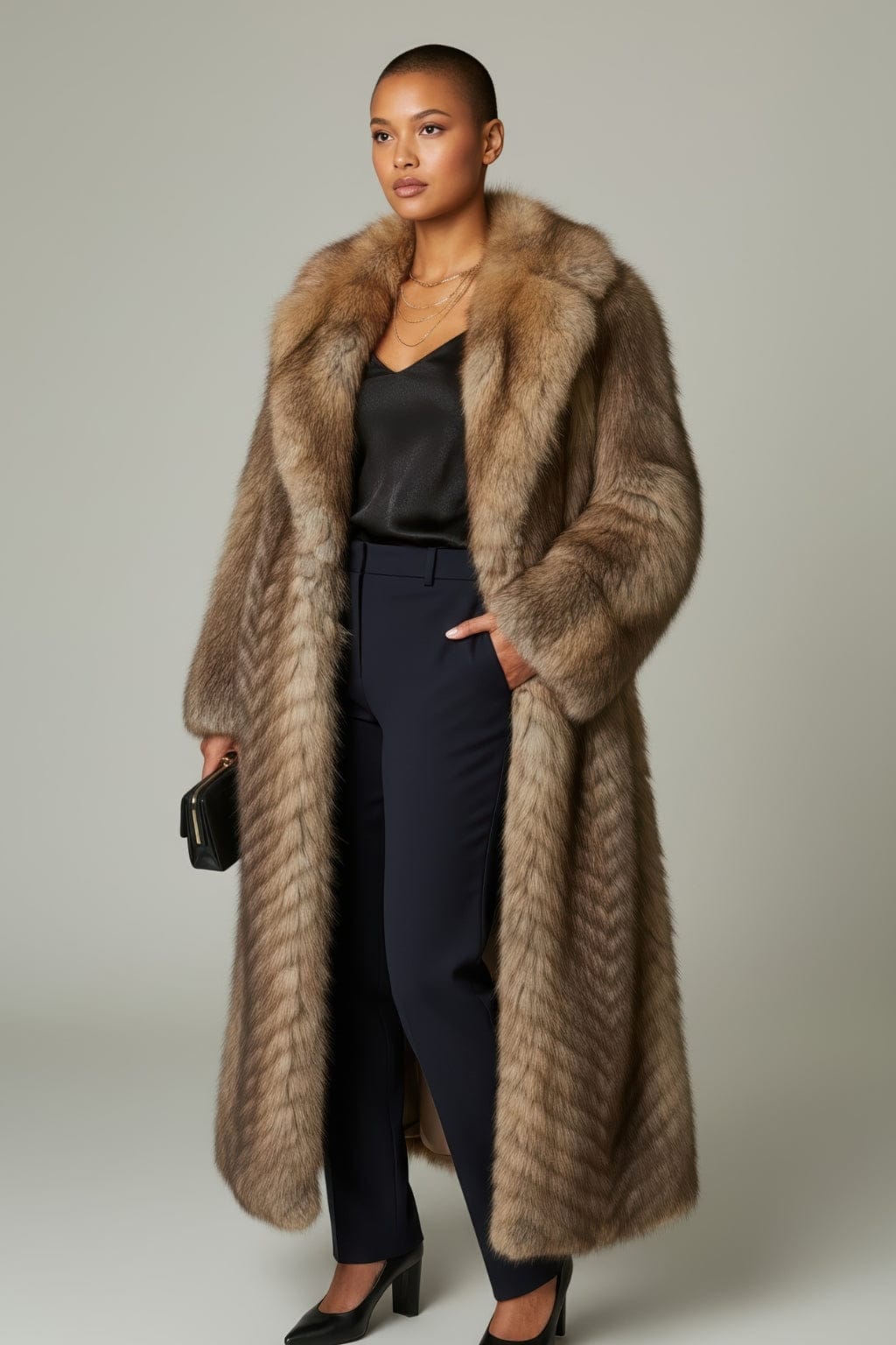 Manteau large en fourrure marron Héritage fourrure