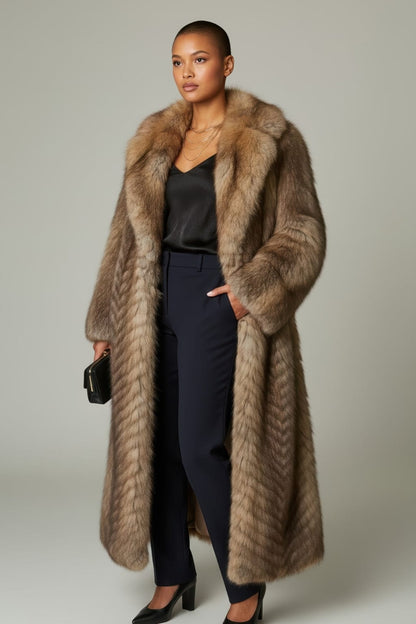 Manteau large en fourrure marron Héritage fourrure