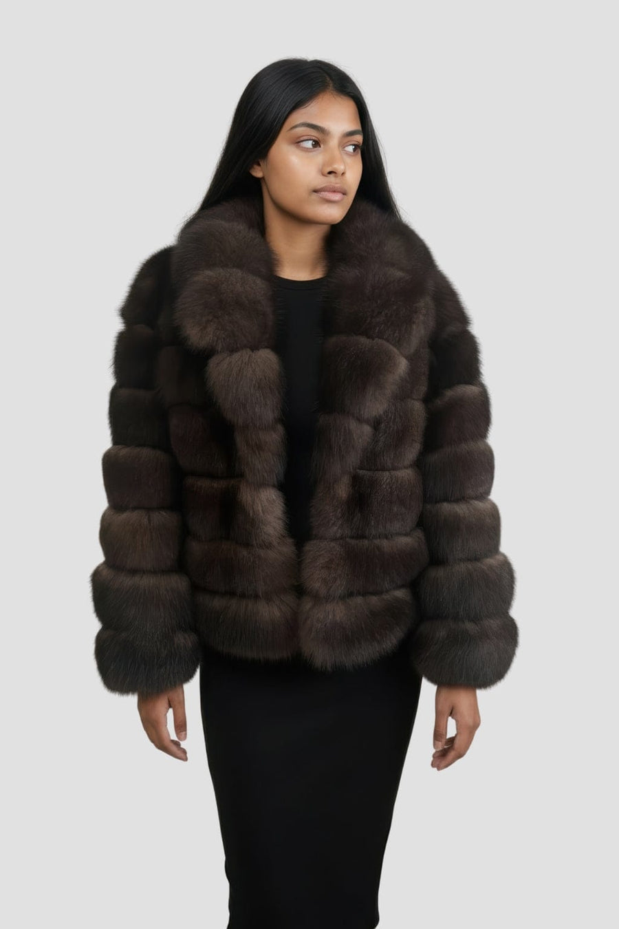 Manteau large en fourrure marron Héritage fourrure