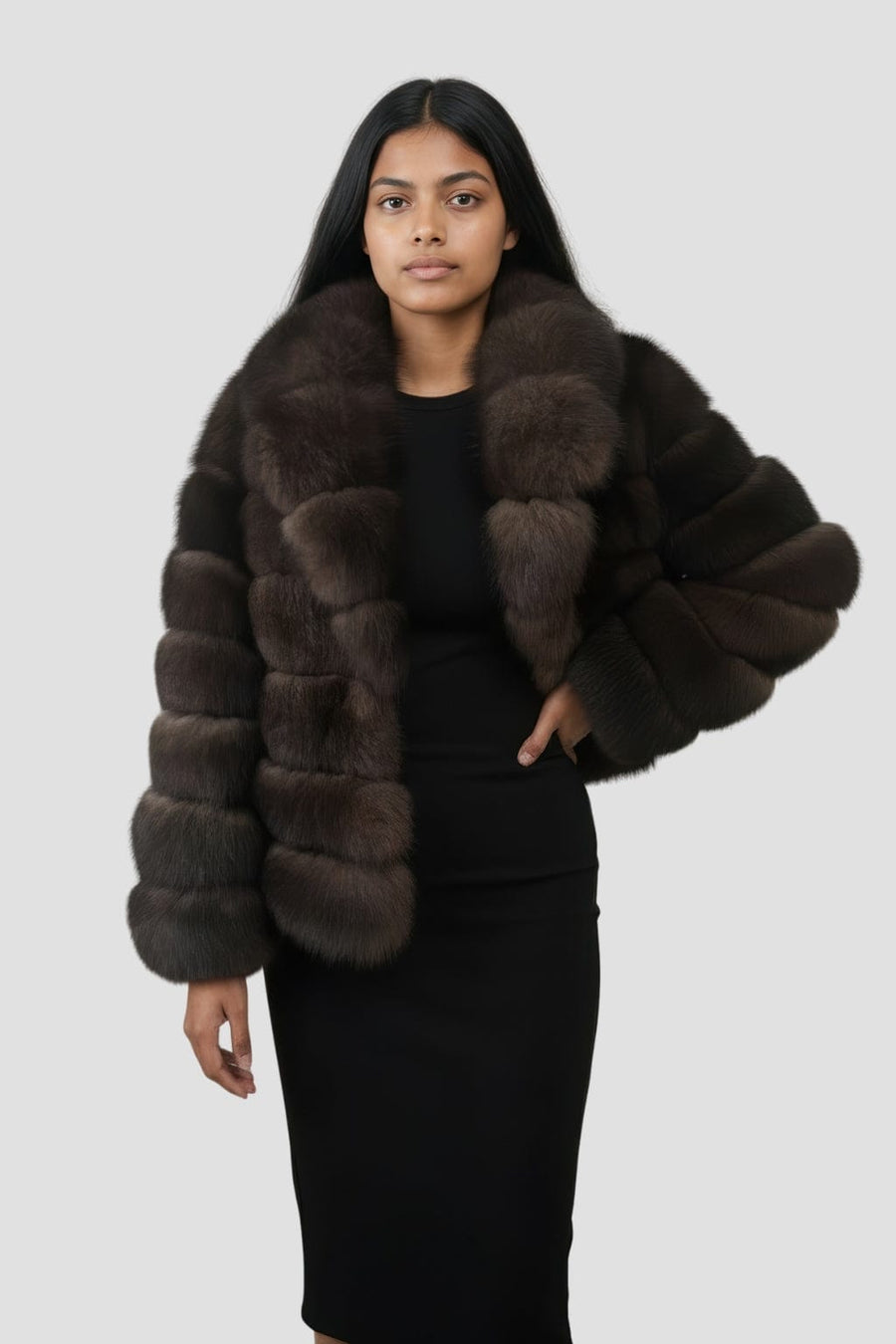 Manteau large en fourrure marron Héritage fourrure