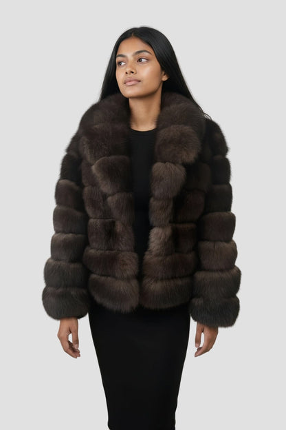 Manteau large en fourrure marron Héritage fourrure