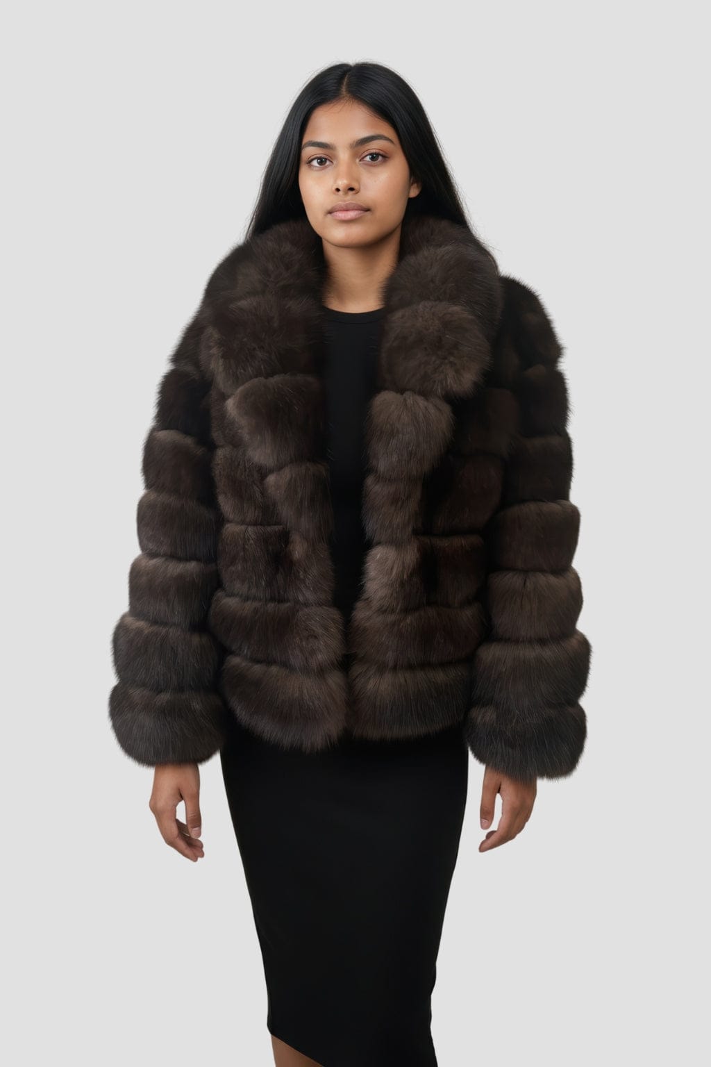 Manteau large en fourrure marron Héritage fourrure