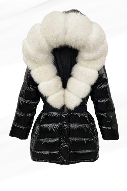 Parka à capuche en fourrure blanc Héritage fourrure