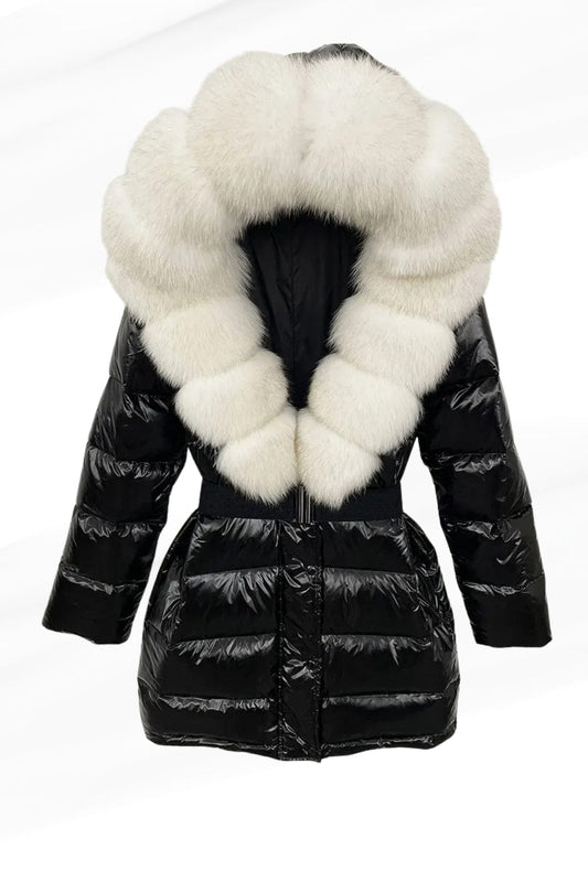 Parka à capuche en fourrure blanc Héritage fourrure