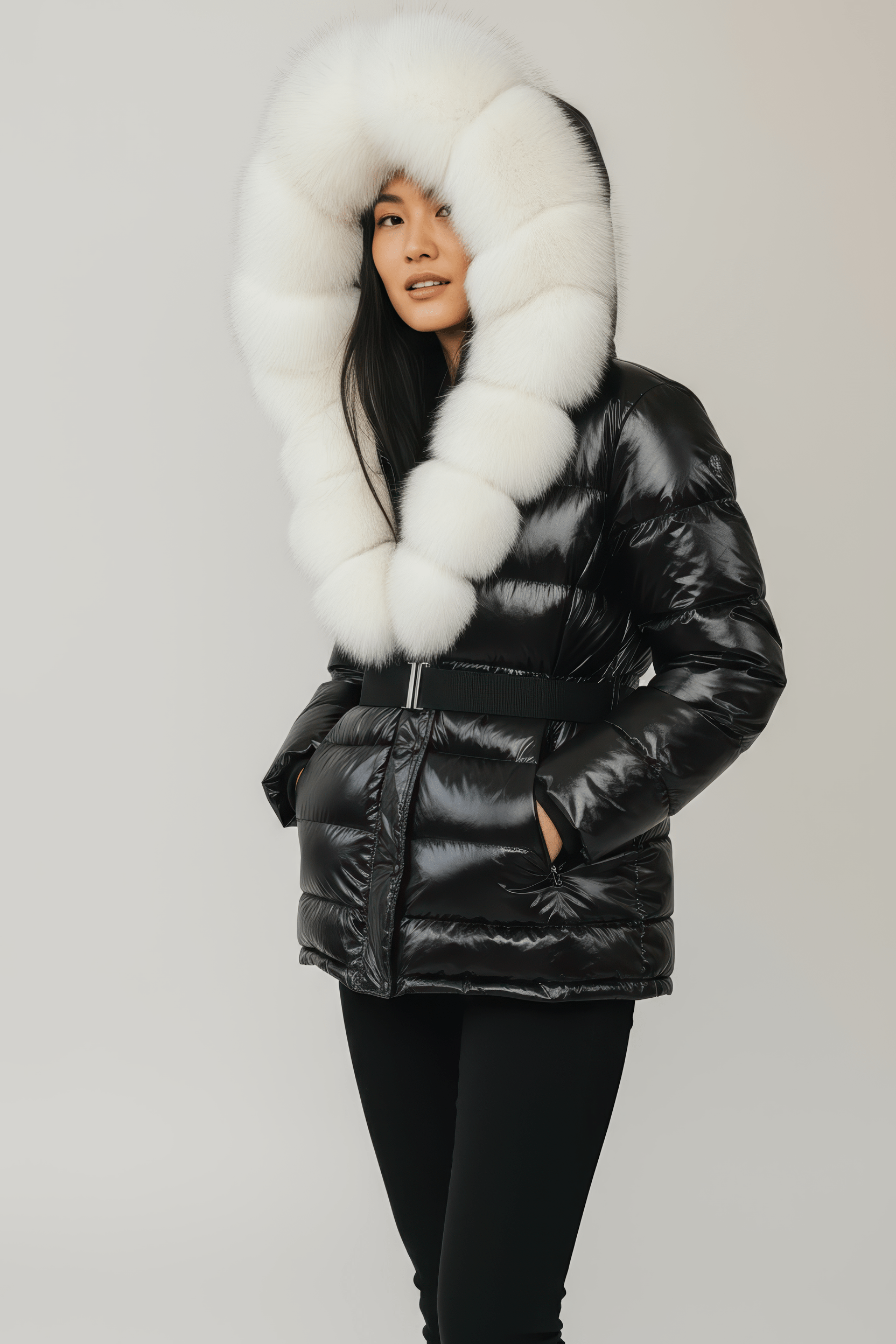 Parka à capuche en fourrure blanc Héritage fourrure