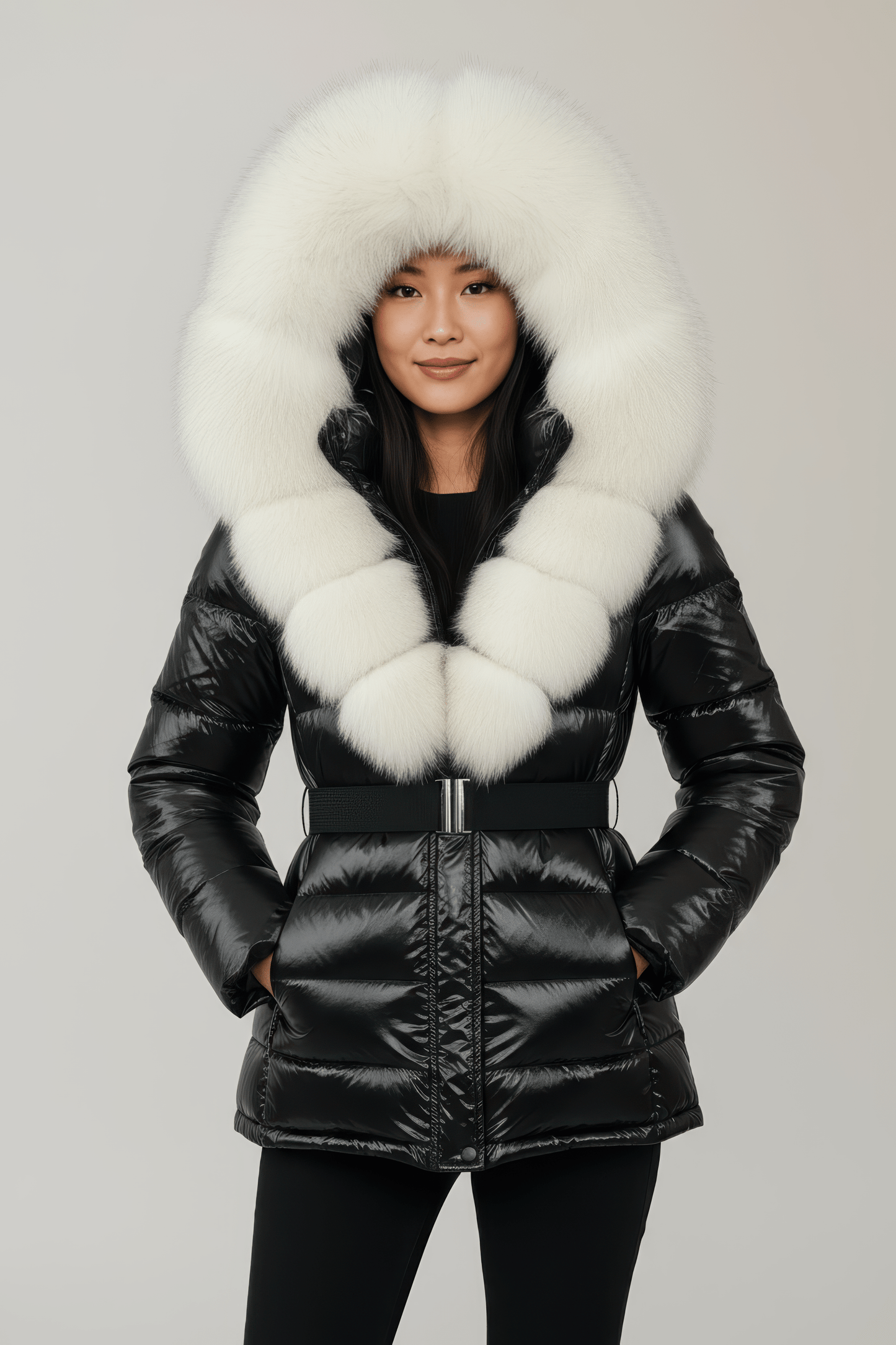 Parka à capuche en fourrure blanc Héritage fourrure