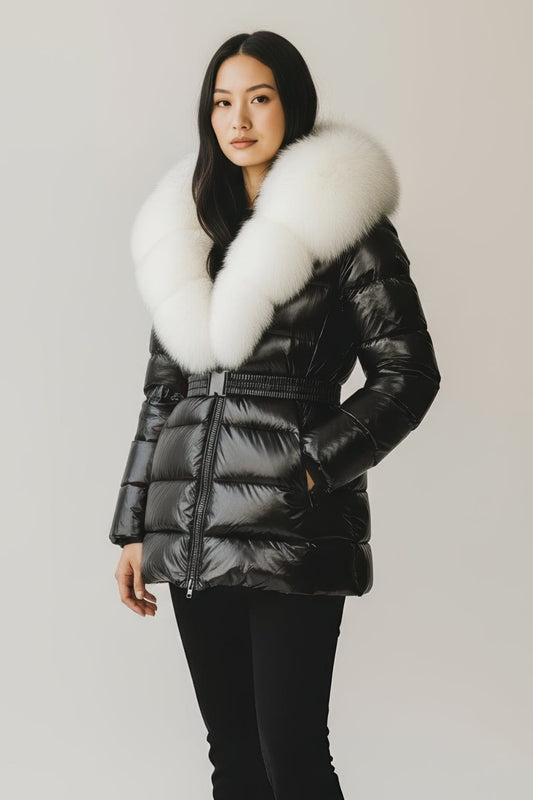 Parka à capuche en fourrure blanc Héritage fourrure