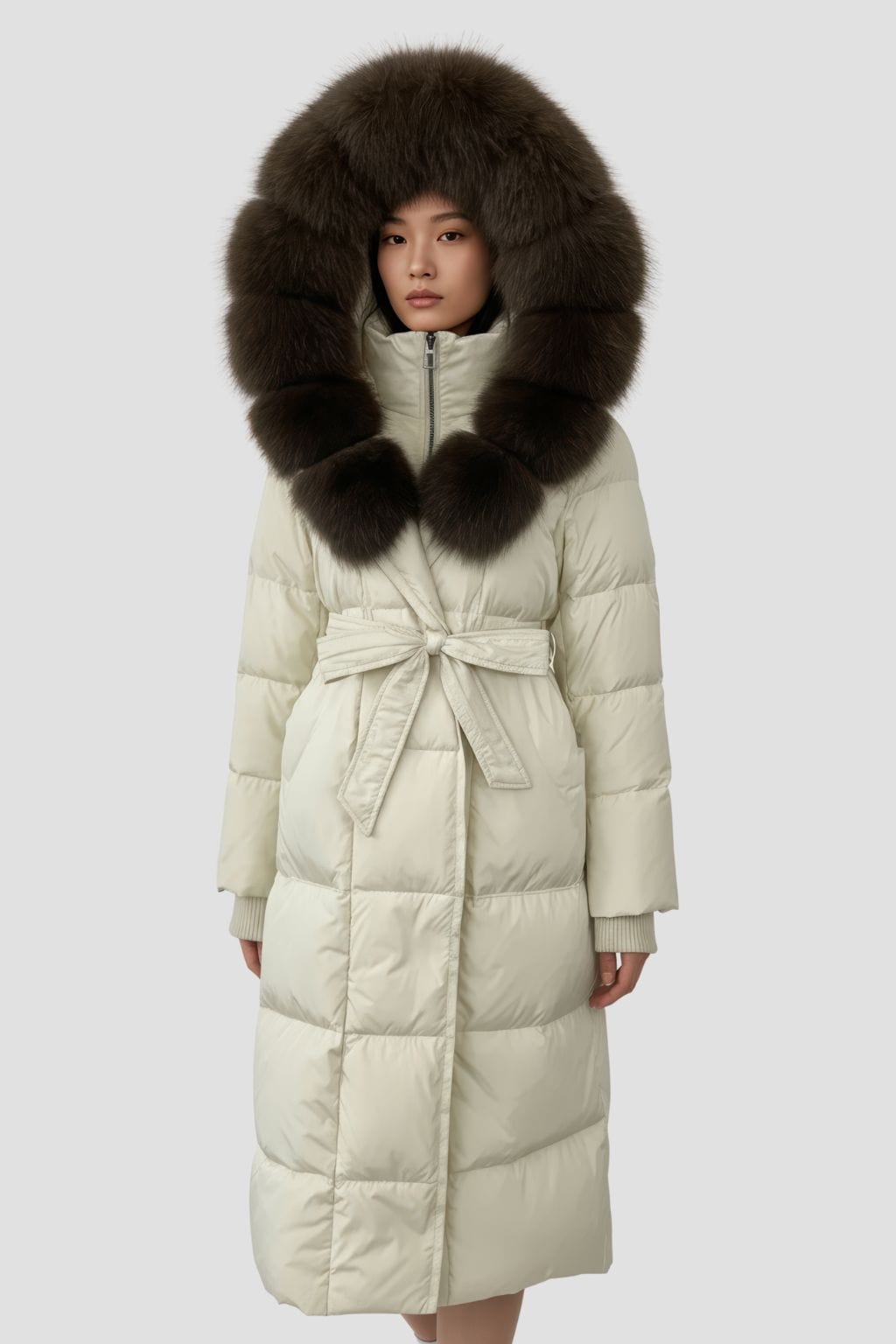 Parka à capuche en fourrure brun Héritage fourrure