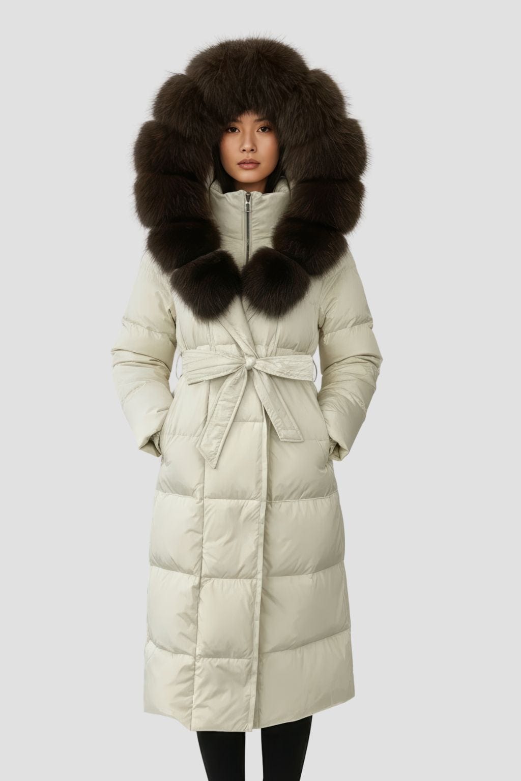 Parka à capuche en fourrure brun Héritage fourrure