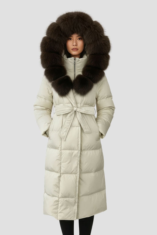 Parka à capuche en fourrure brun Héritage fourrure